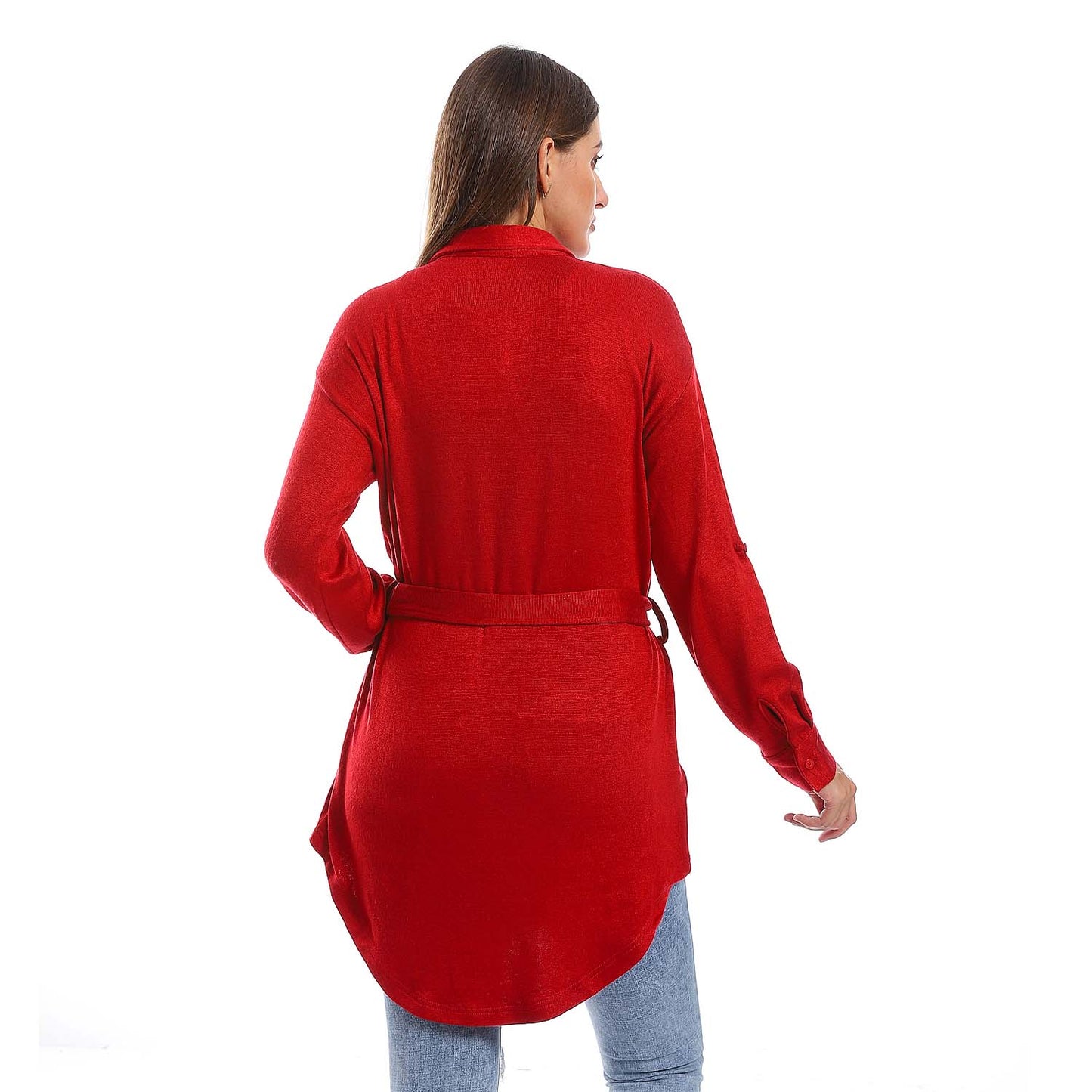 Long Sleeves Buttoned Belted Shirt