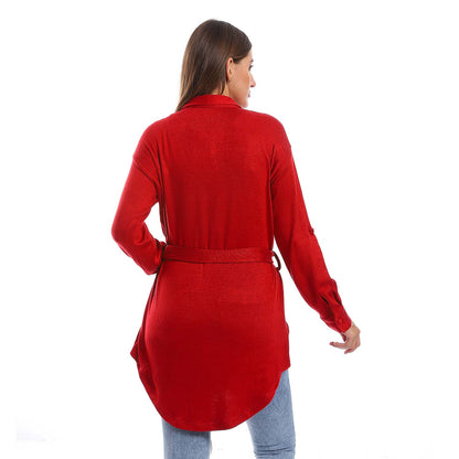 Long Sleeves Buttoned Belted Shirt