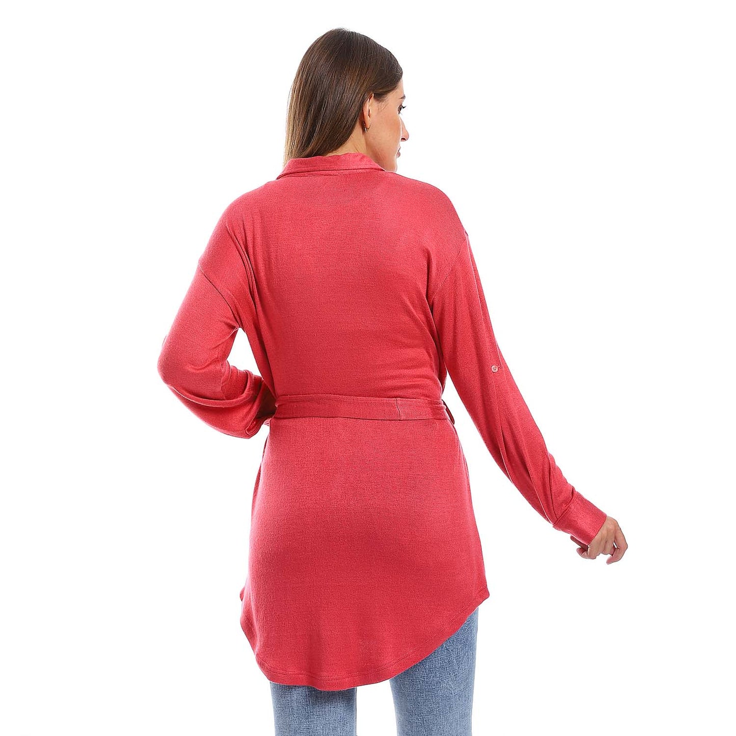 Long Sleeves Buttoned Belted Shirt