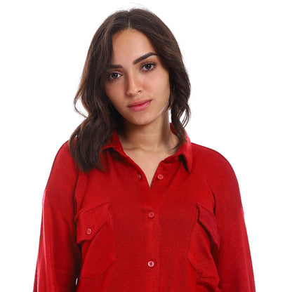 Long Sleeves Buttoned Belted Shirt