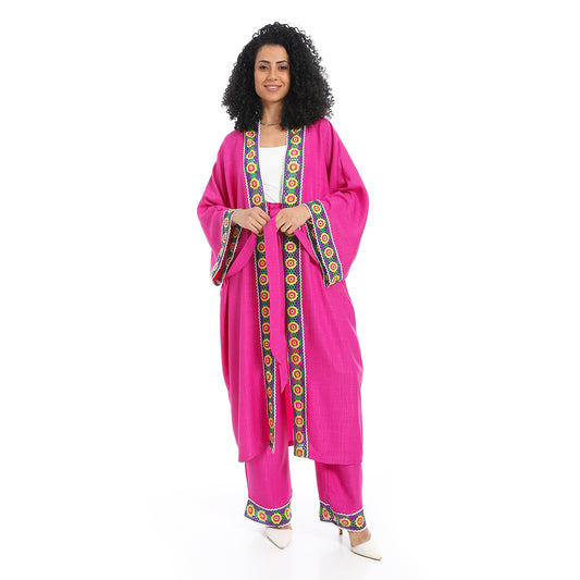 Embroidery kimono suit