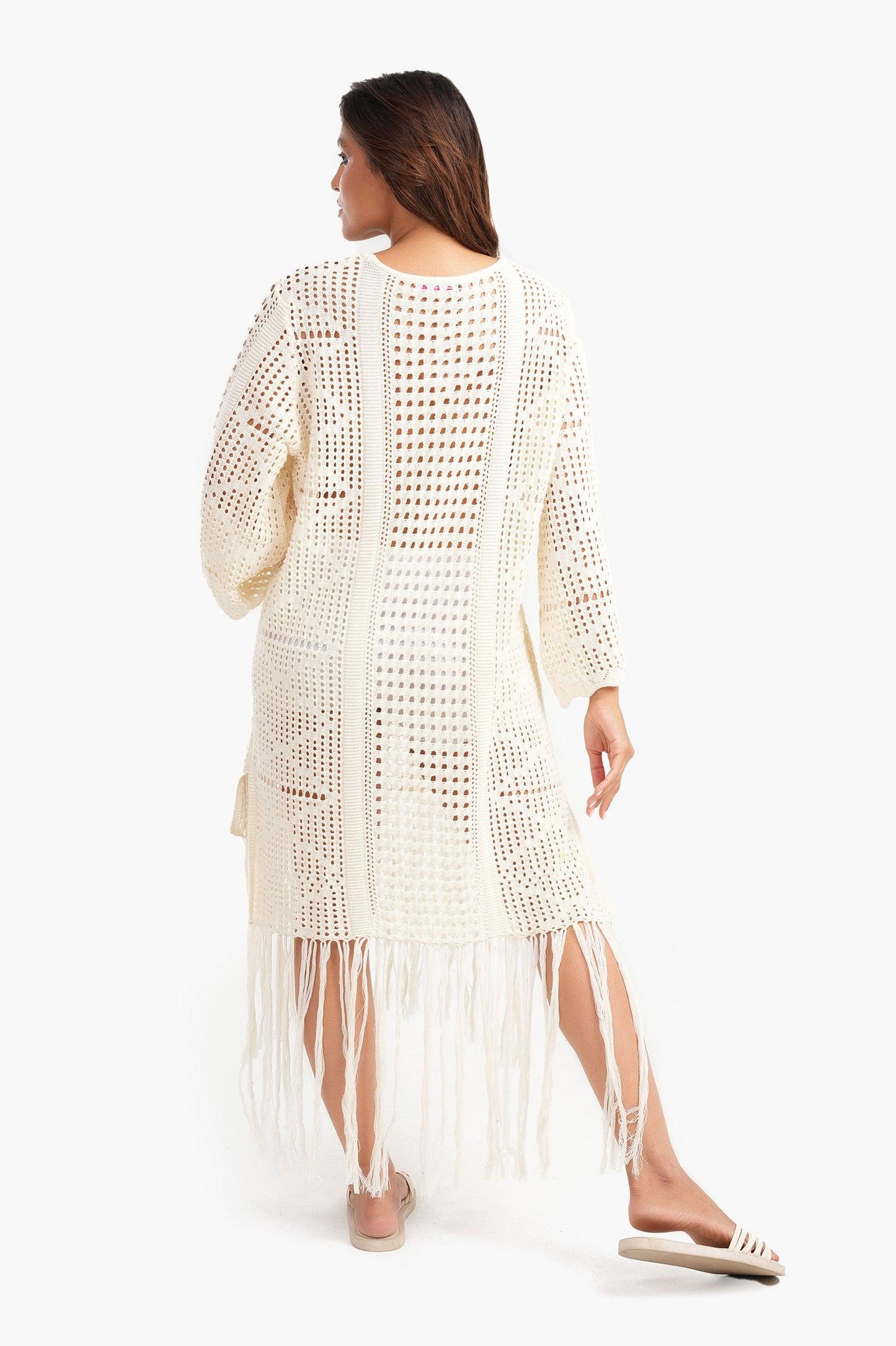 Short Beach Dress with Fringes