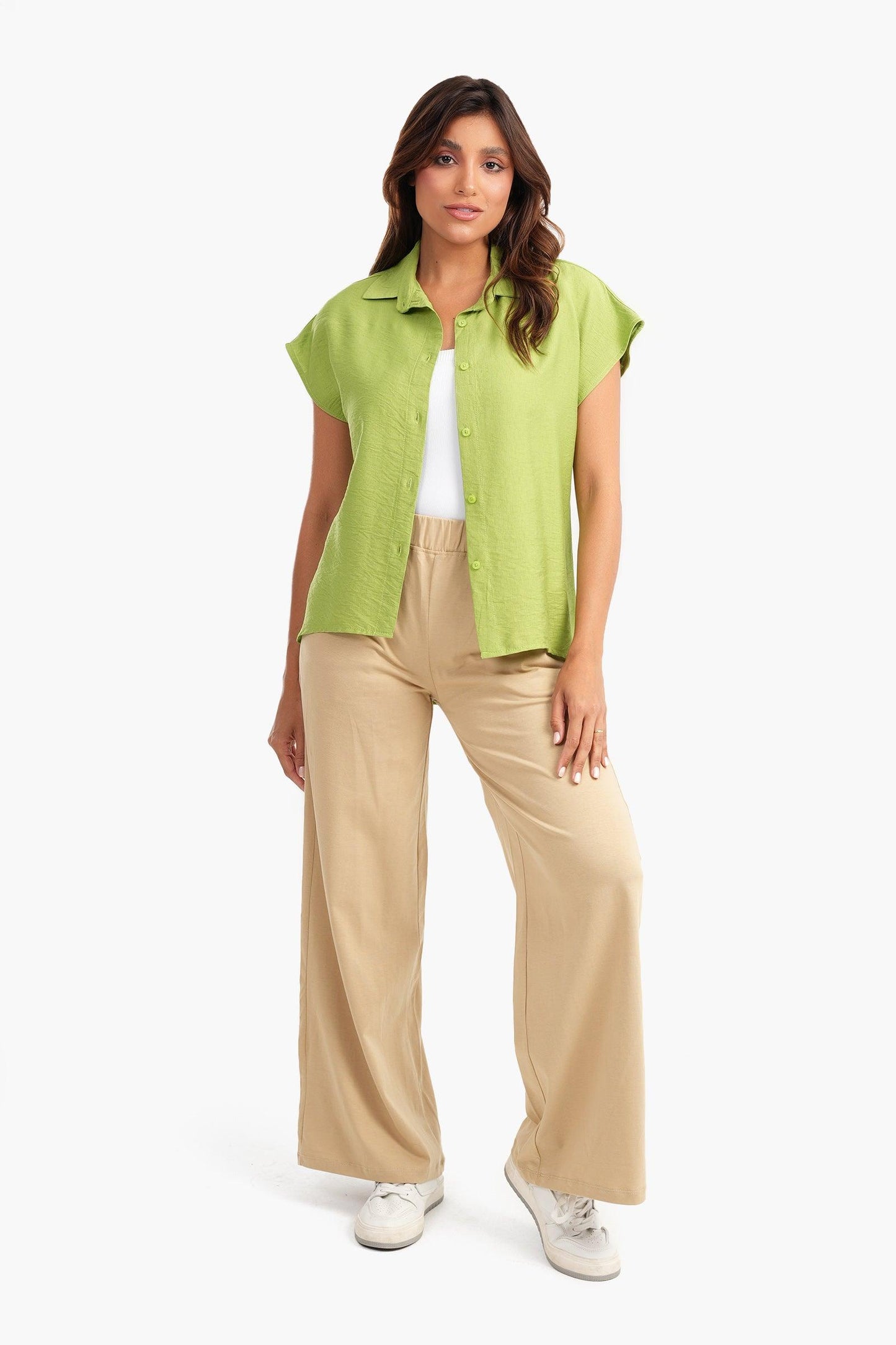 Lemon Green Short Sleeves Lounge Shirt