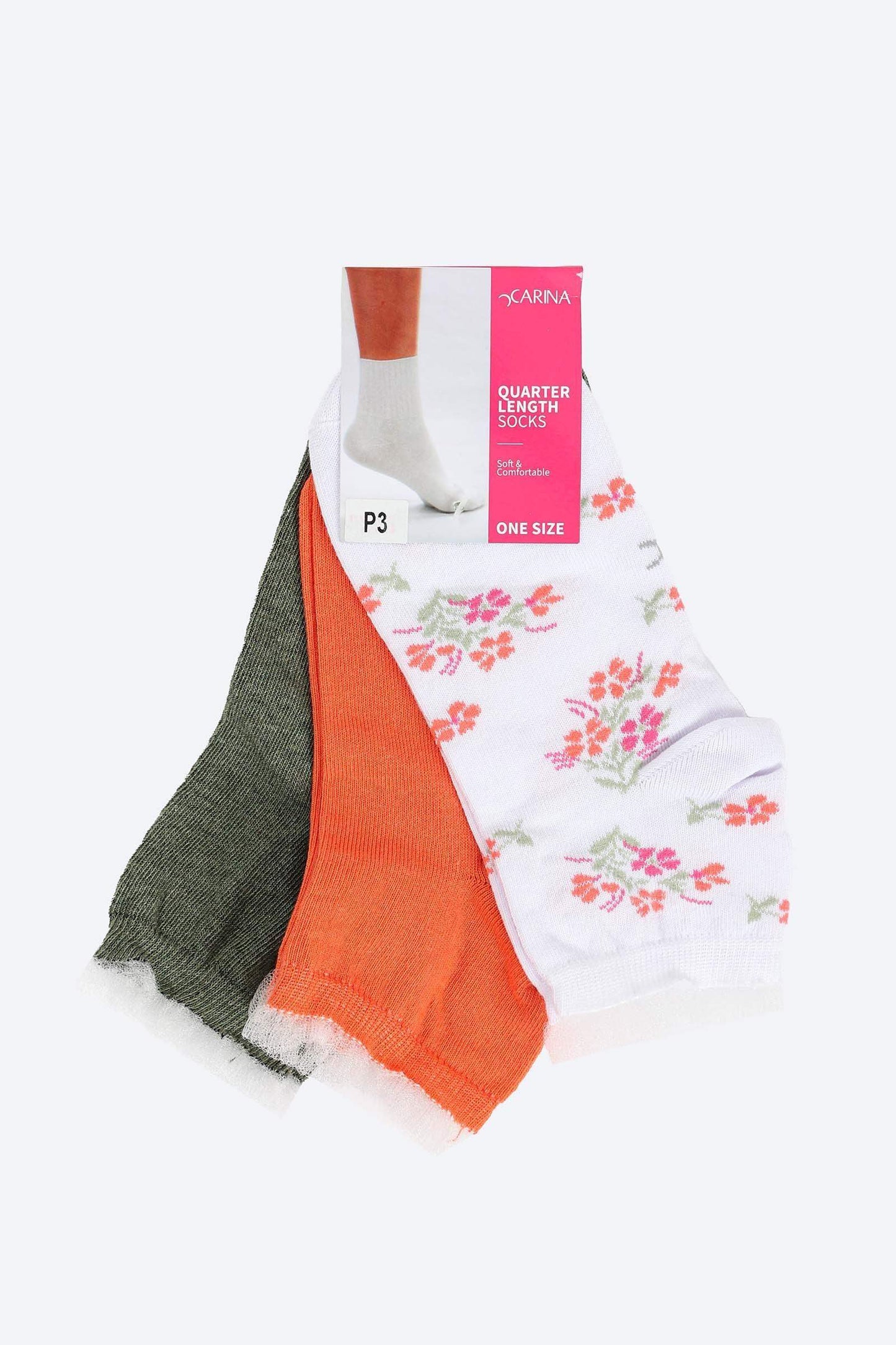 Carina Soft Quarter Length Socks - 3 Pairs