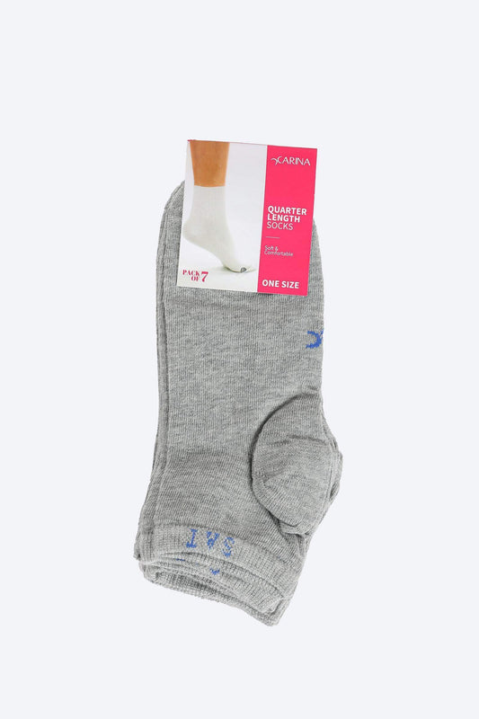 Carina Solid Ankle Length Socks - 7 Pairs