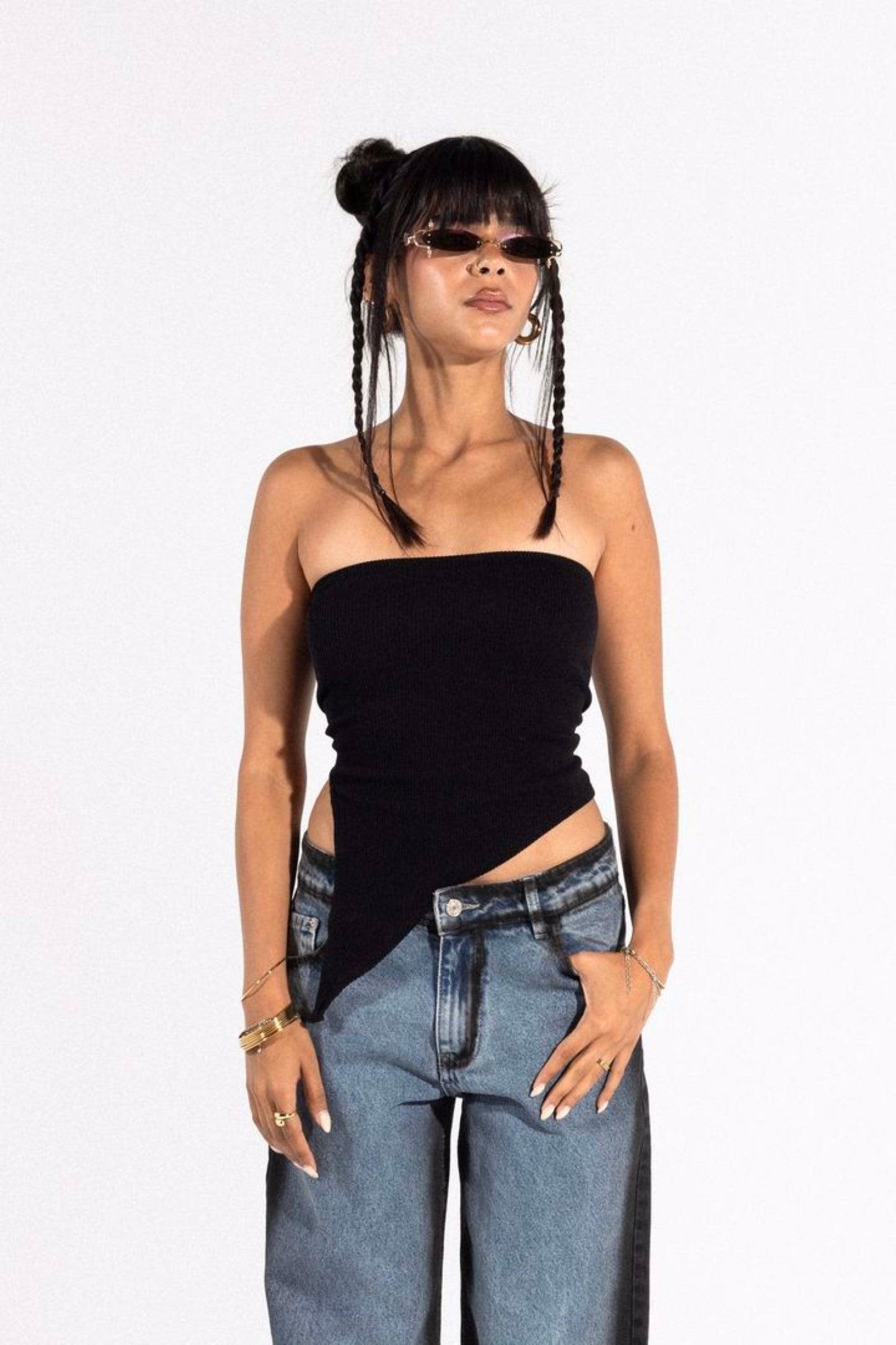 Black Strapless Tank Top