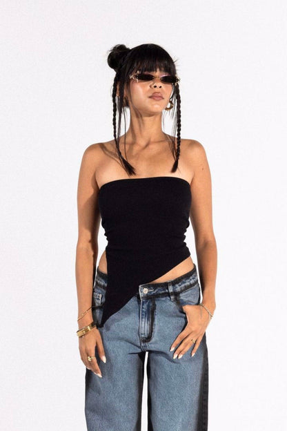 Black Strapless Tank Top