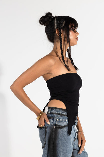 Black Strapless Tank Top