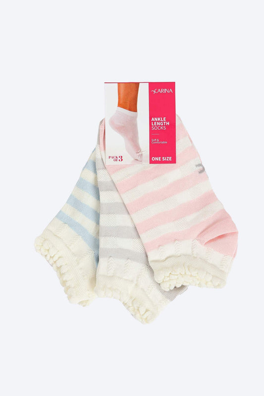 Carina Striped Colored Socks - 3 Pairs