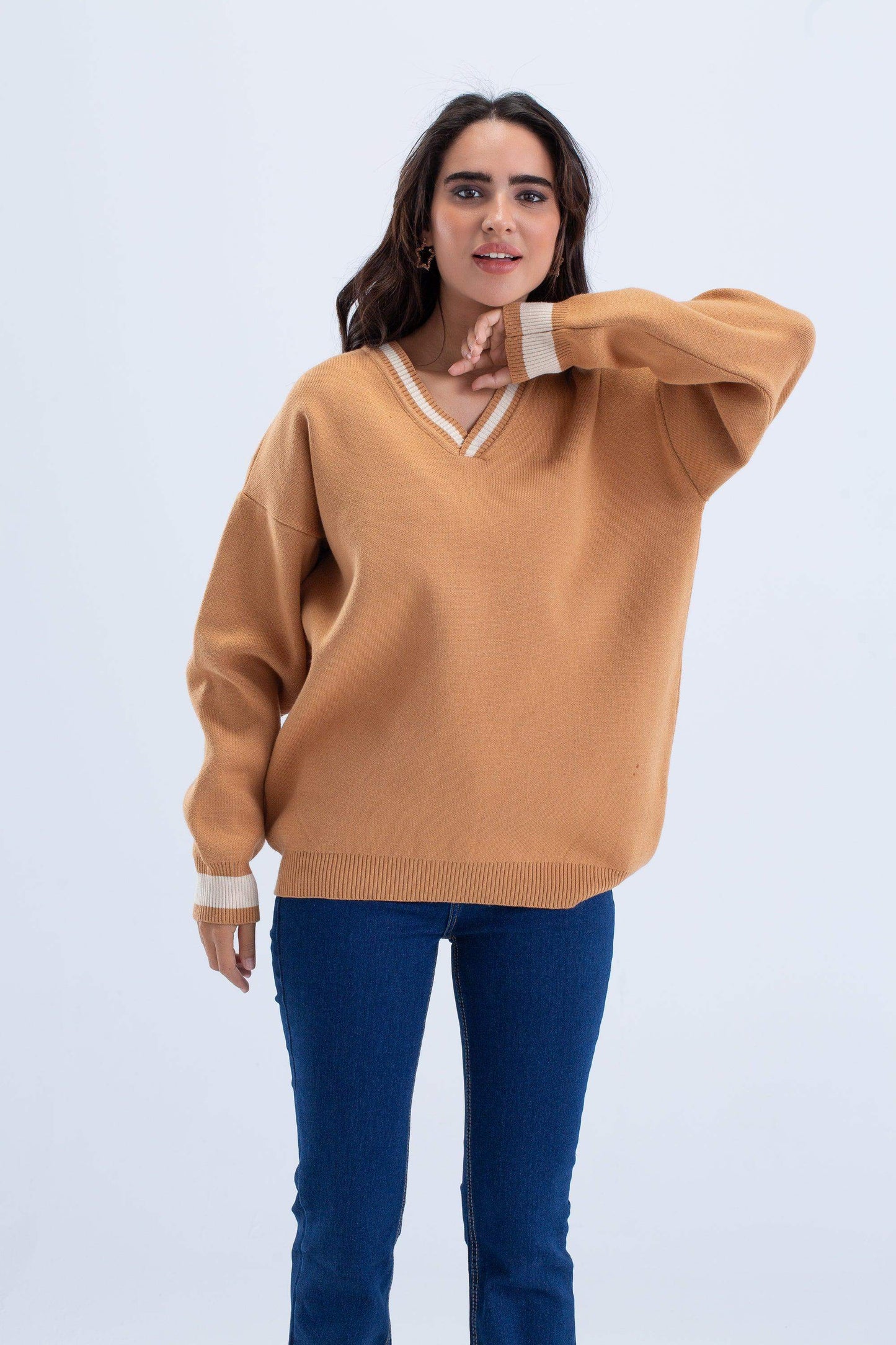 Carina Striped Cuff & Neck Pullover