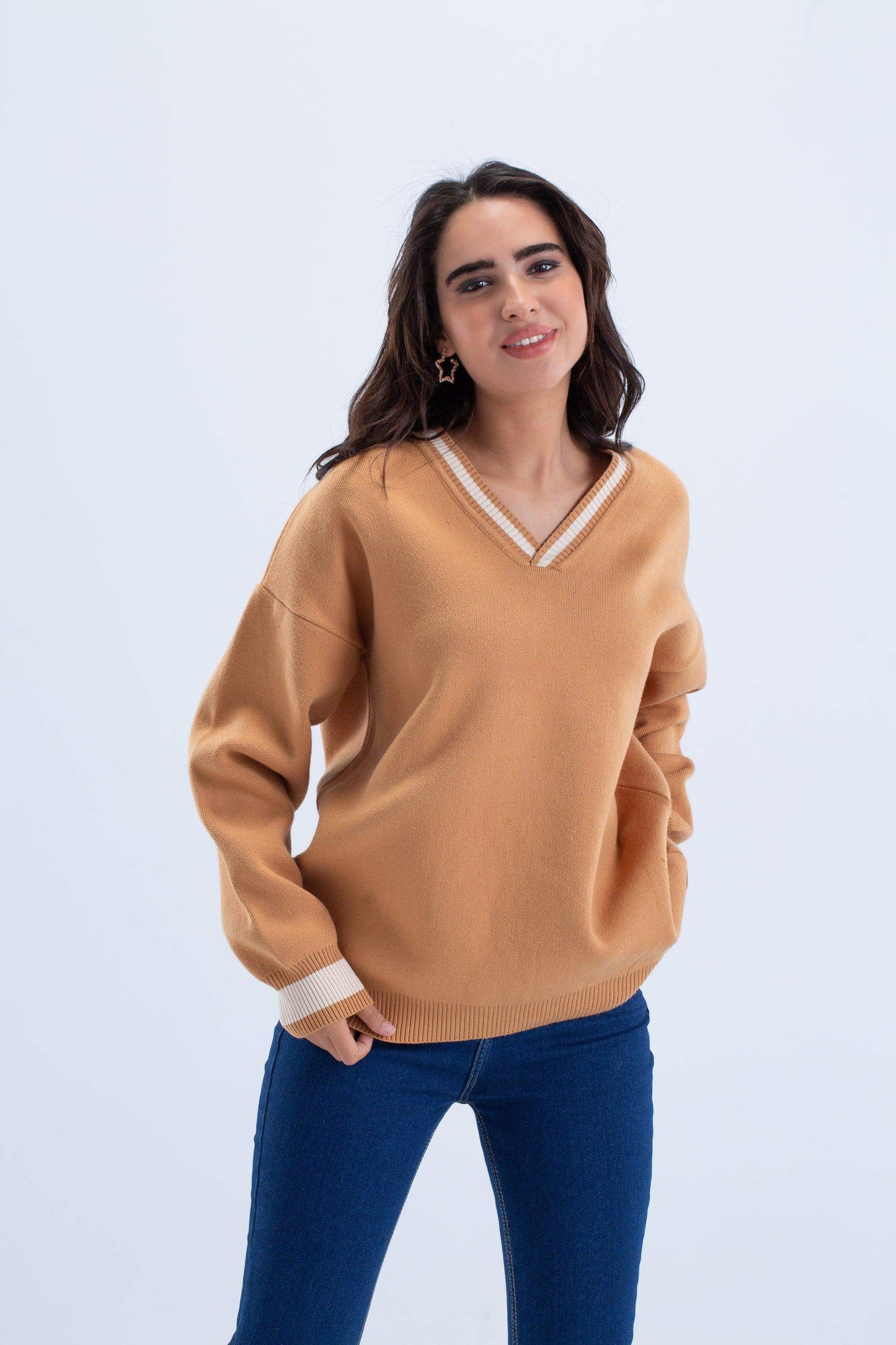 Carina Striped Cuff & Neck Pullover