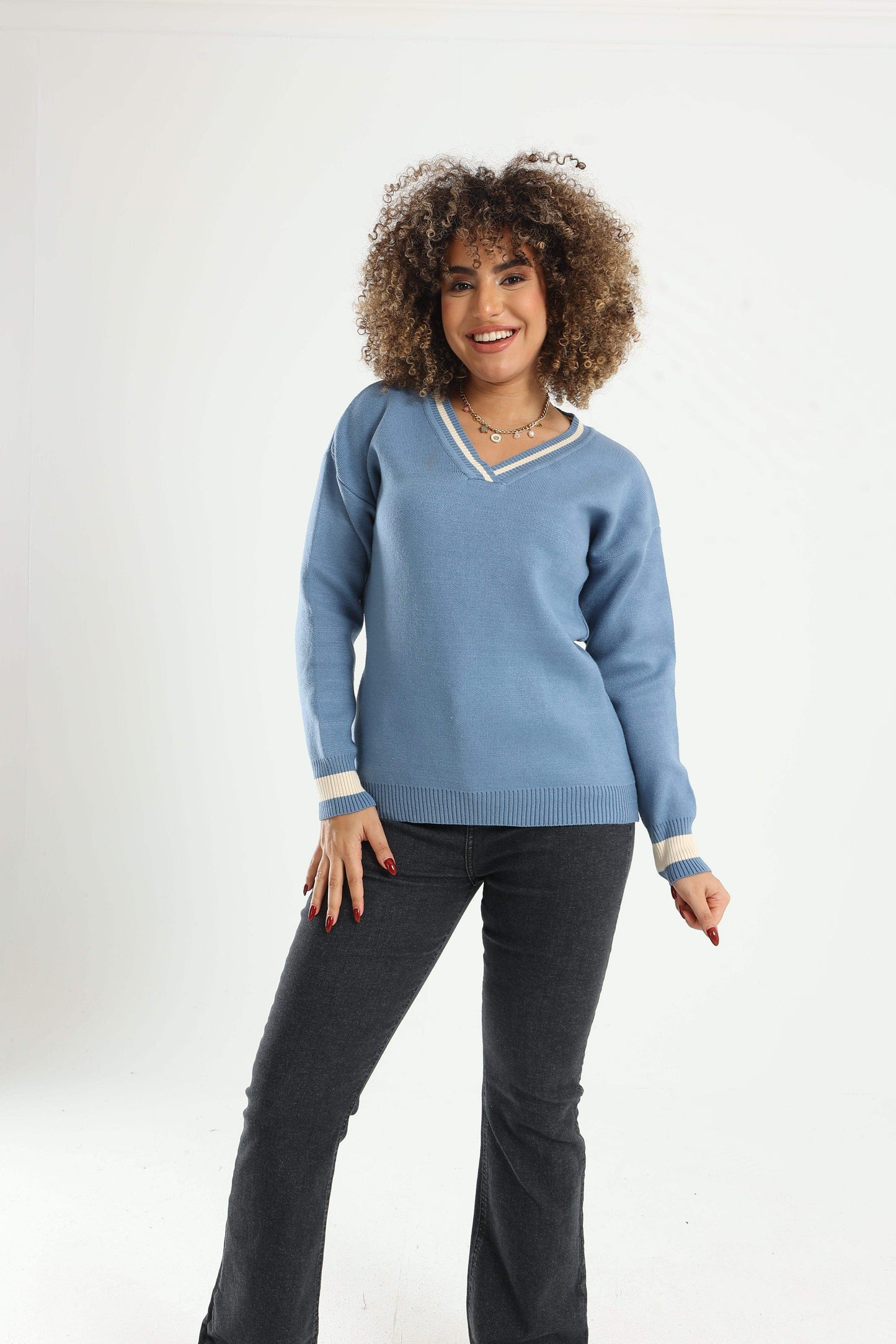 Carina Striped Cuff & Neck Pullover