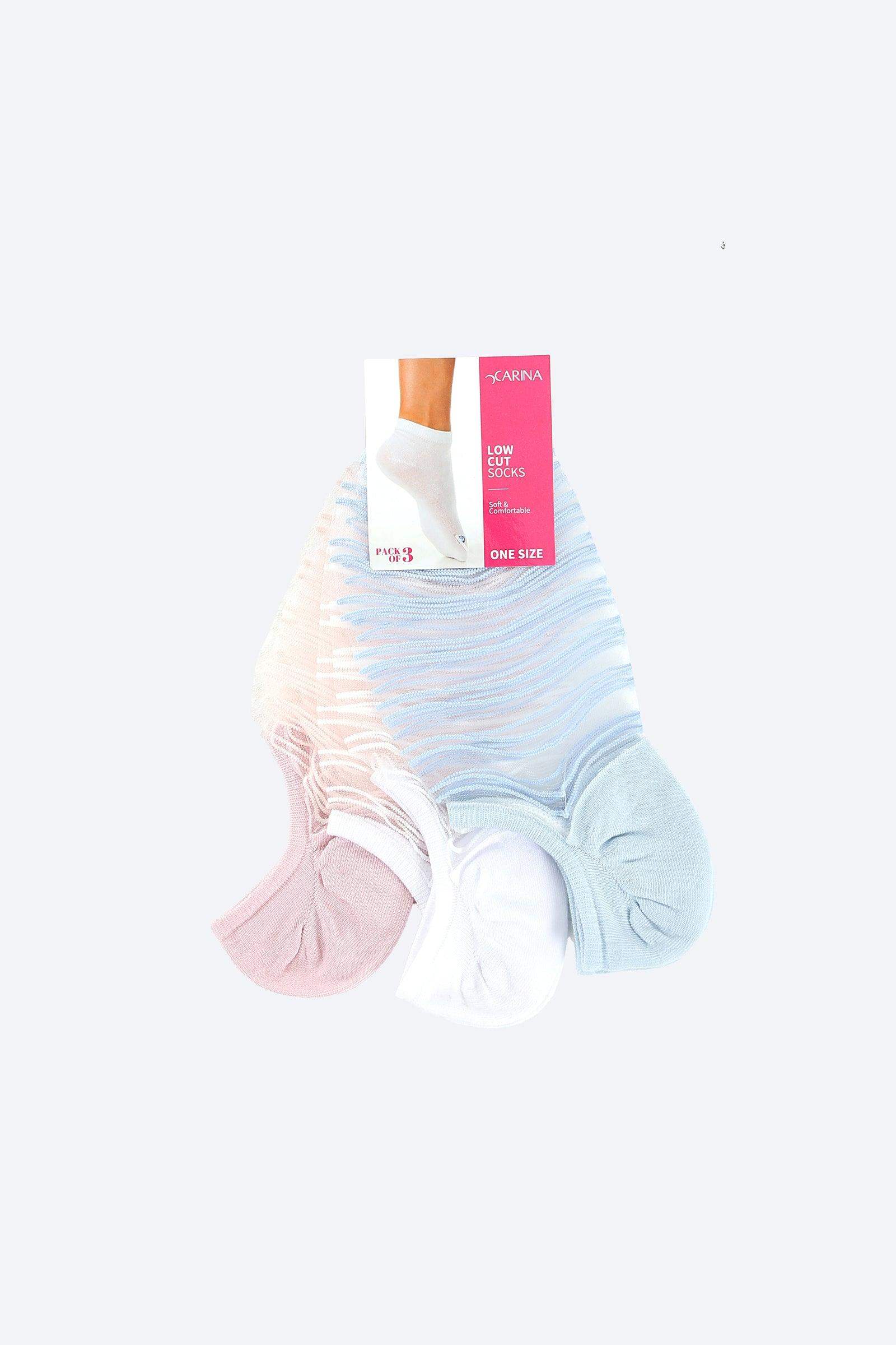 Striped Low Cut Socks - 3 Pairs - Carina - ??Ã¢â‚¬â„¢????????ÃƒÂ±??Ã¯Â¿Â½ÃƒÂ¿??Ã†â€™?ÃƒÂ¿????