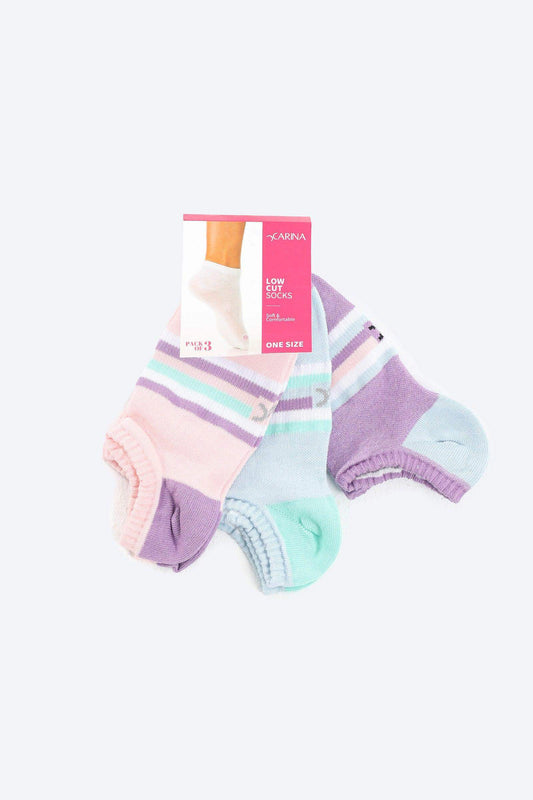 Carina Striped Low Cut Socks - 3 Pairs