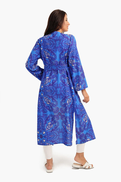 كارديجان صيفي مطبوع باللون الأزرق