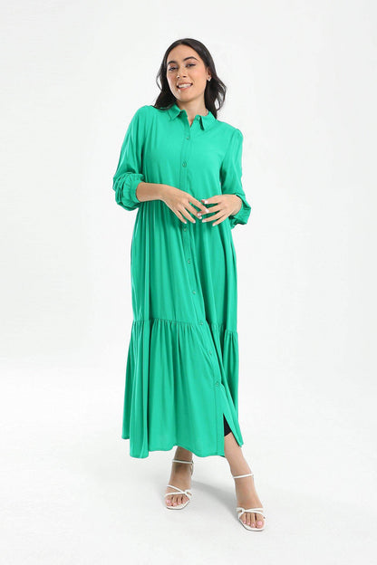 Tiered Maxi Shirt Dress - Carina - ??√É¬¢√¢‚Äö¬¨√¢‚Äû¬¢????????√É∆í√Ç¬±??√É¬Ø√Ç¬ø√Ç¬Ω√É∆í√Ç¬ø??√É‚Ä†√¢‚Ç¨‚Ñ¢?√É∆í√Ç¬ø????