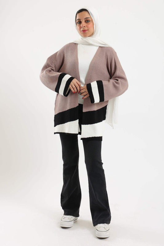 Carina Tri-Tone Knitted Cardigan