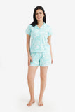 Turquoise Blue Short Pyjama Set