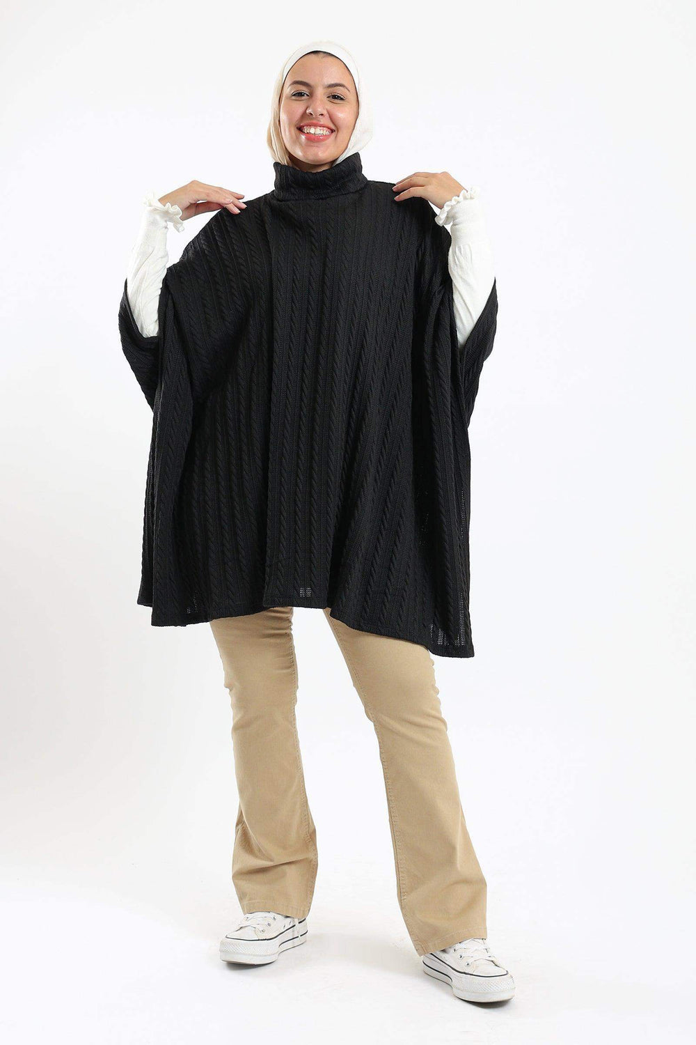 Carina Turtle Neck Ribbed Poncho