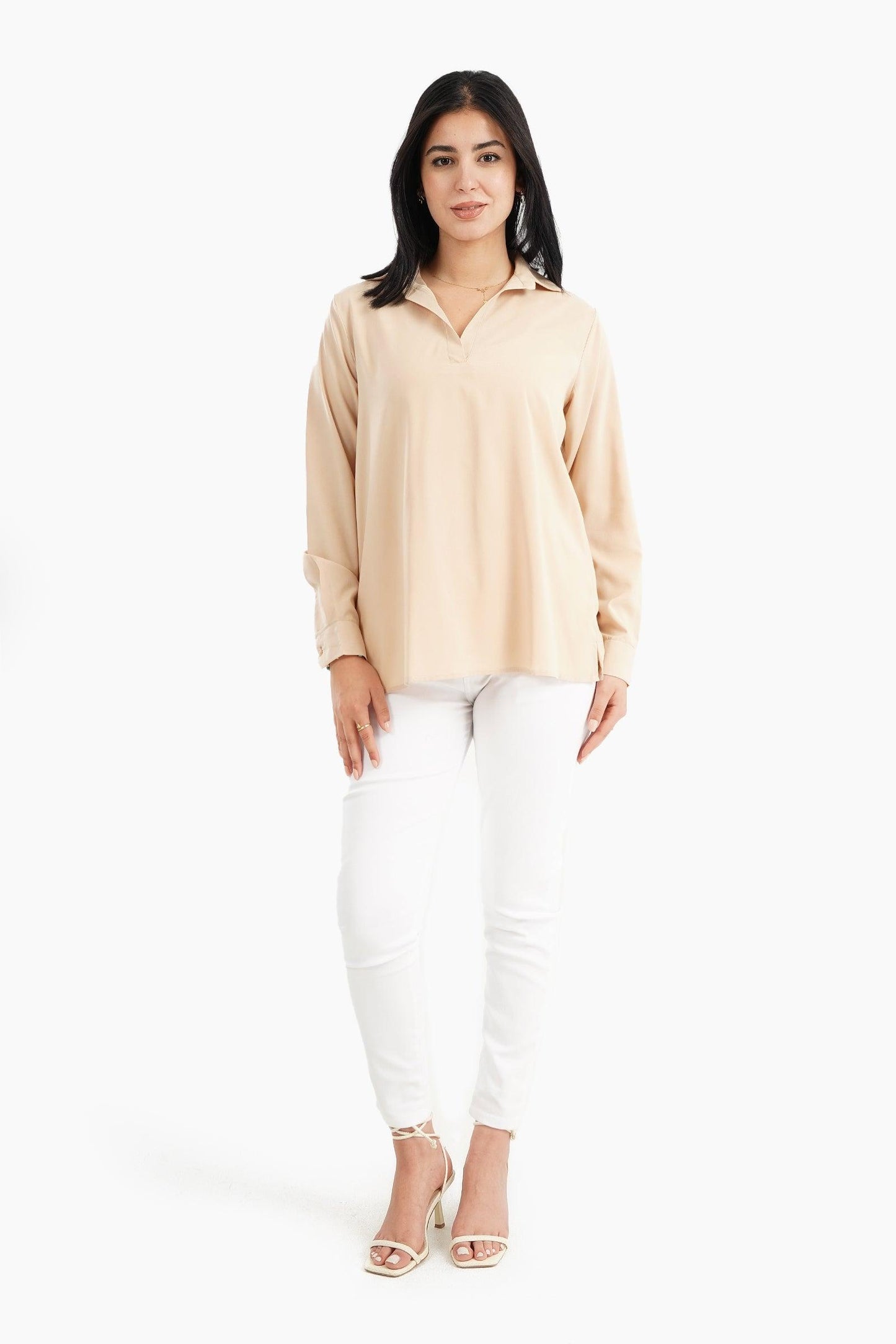 V-Neck Collared Blouse