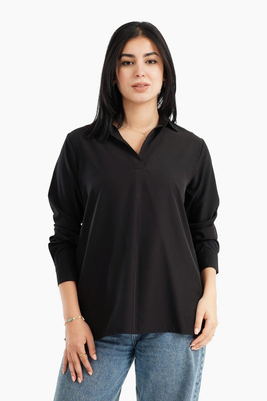 V-Neck Collared Blouse