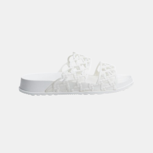 White Perforated Flat Marbella Slide