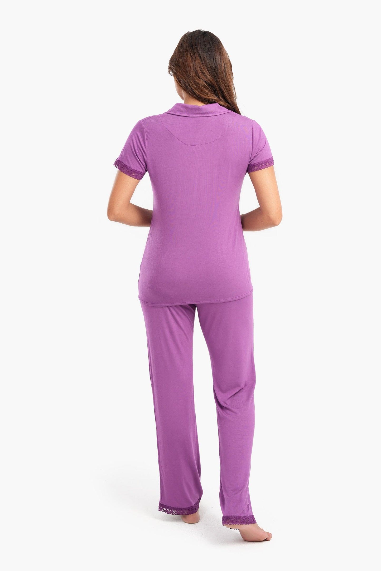 Violet Full Placket Pyjama Set