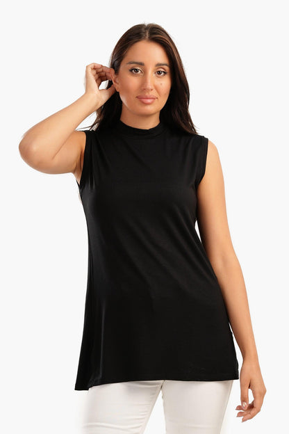 Black Viscose Regular Fit Top