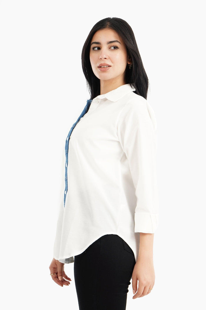 Carina Viscose Shirt with Denim Placket