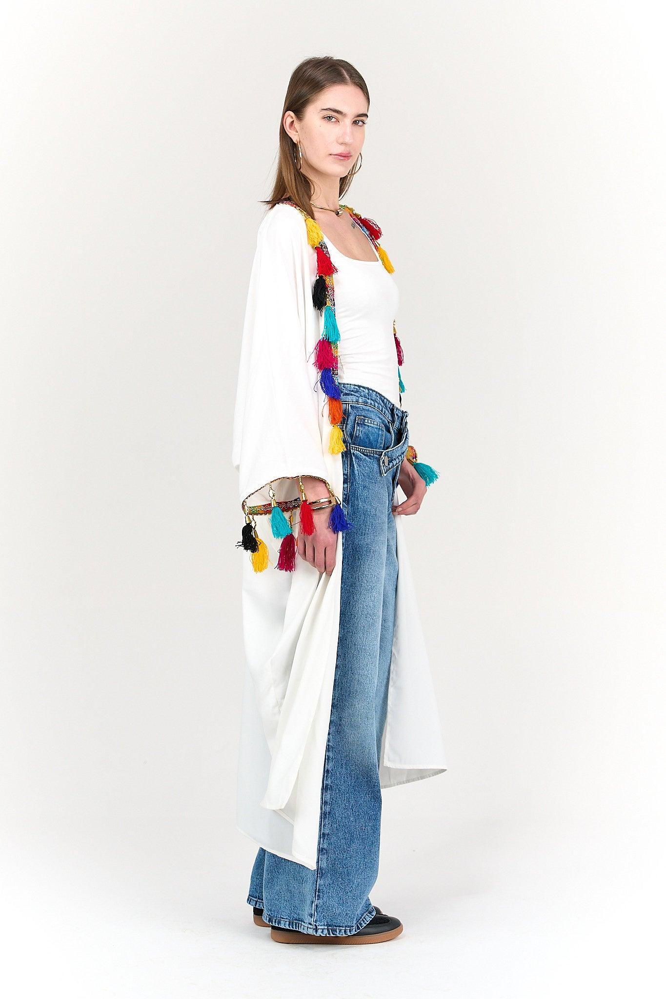 Kimono with Colorful Tassels