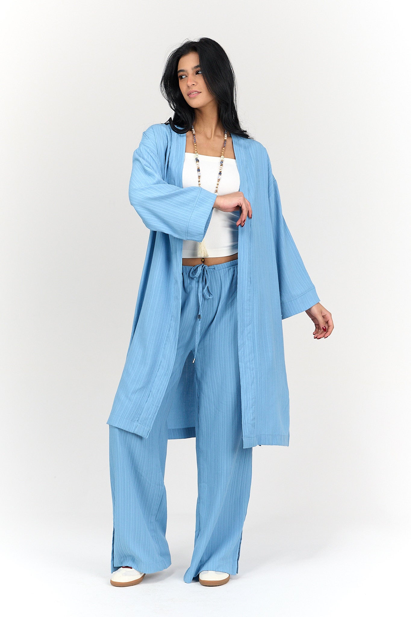 Textured Pattern Midi Kimono