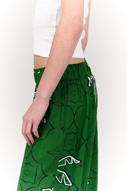 Palm Printed Green Pants