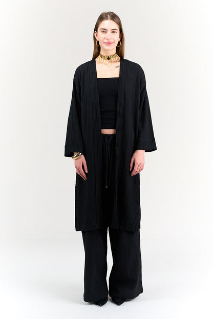 Textured Pattern Midi Kimono