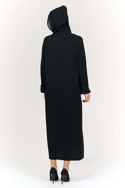 Self Pattern Hooded Dress