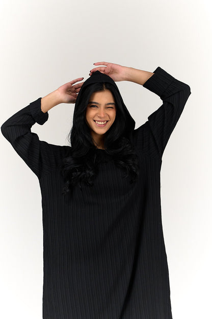 Self Pattern Hooded Dress