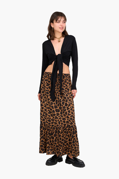 Tiger Print Tiered Skirt