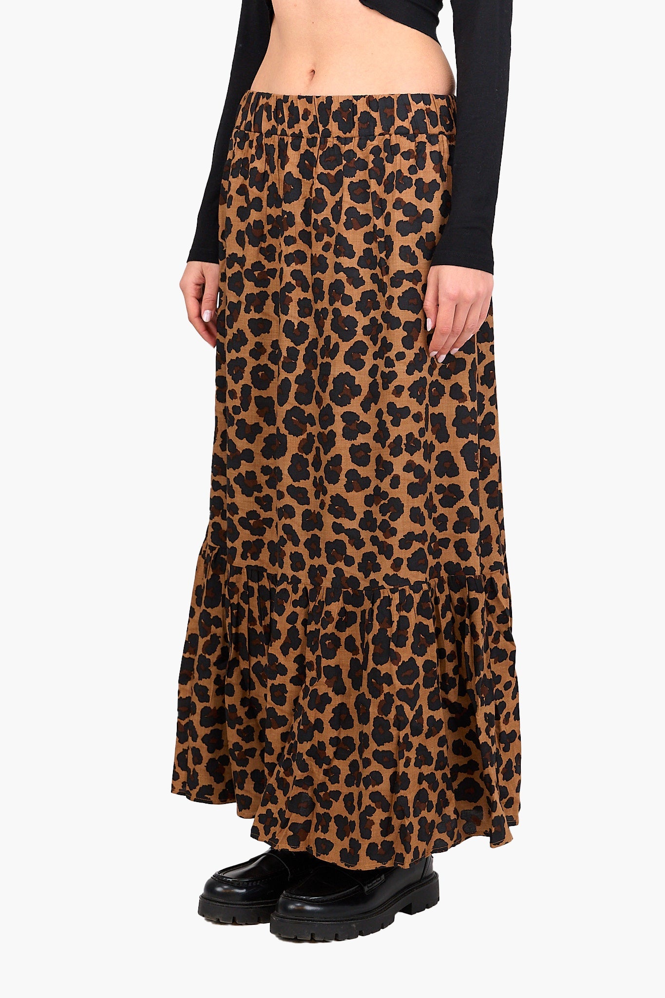 Tiger Print Tiered Skirt