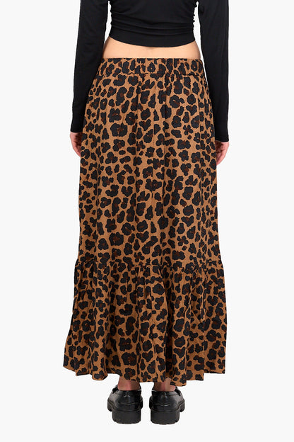 Tiger Print Tiered Skirt