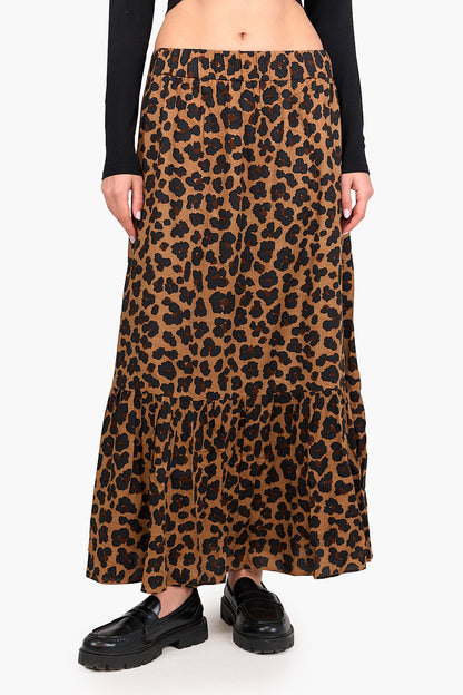 Tiger Print Tiered Skirt