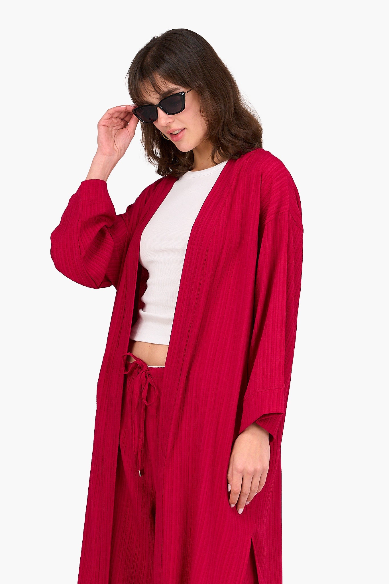 Textured Pattern Midi Kimono