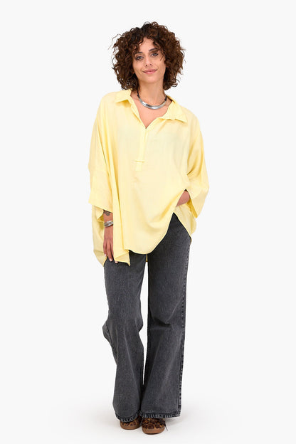 Half Placket Oversized Blouse