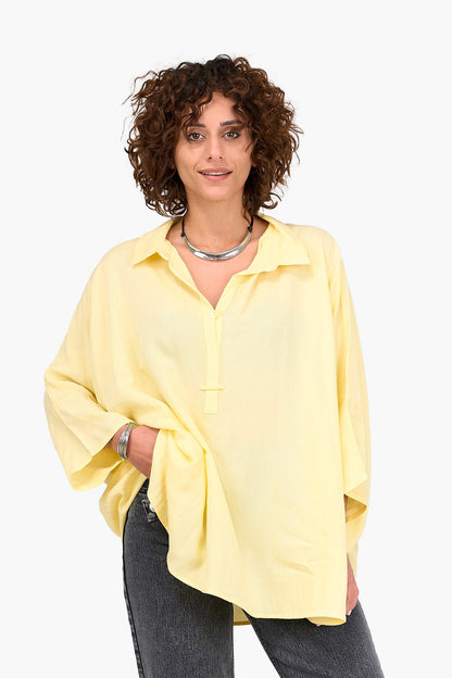 Half Placket Oversized Blouse