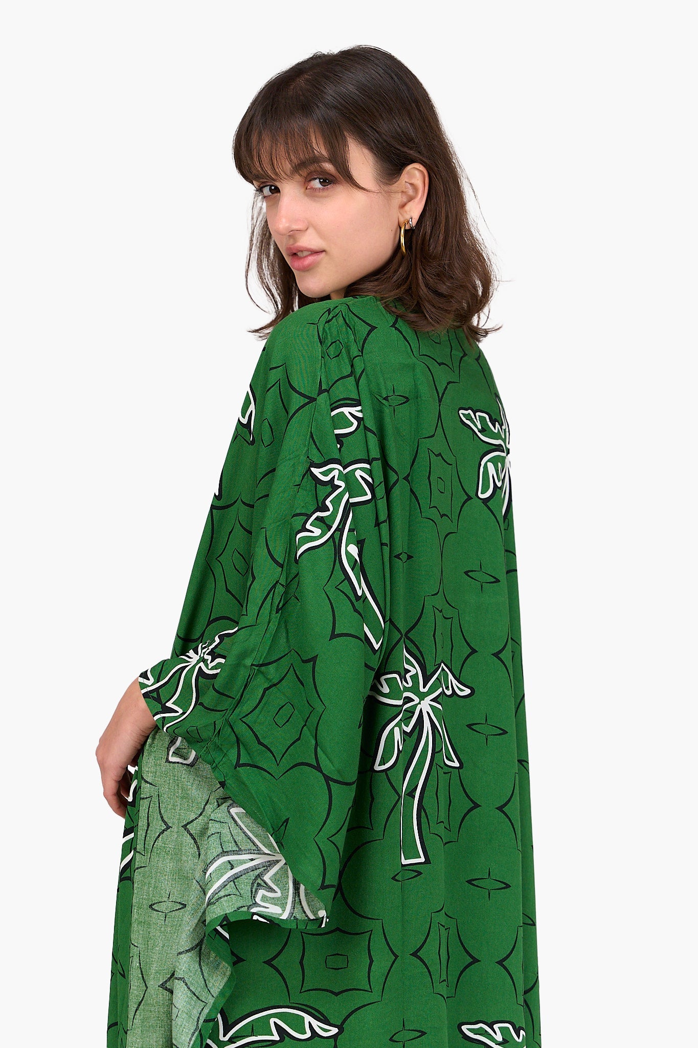 Palm Printed Green Abaya