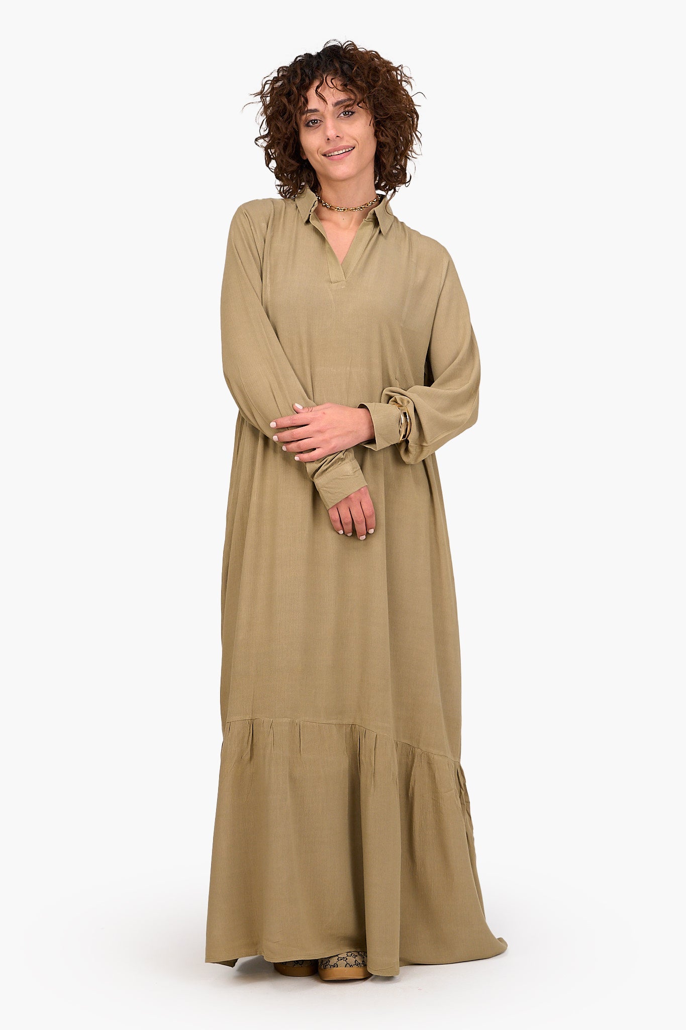 Buttoned Cuffs Dress