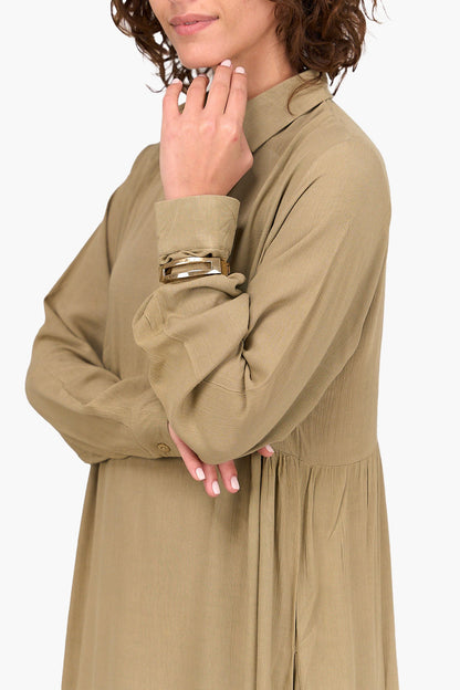 Buttoned Cuffs Dress