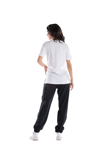 تي شيرت صالة قطني باللون الأبيض