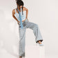 Blue Double Waist Wide Leg Jeans